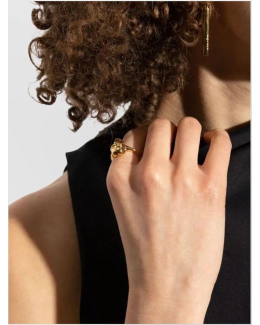 McQueen Metallic Skull Ring