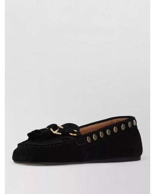 Isabel Marant Black Loafers Chain Detail Slip On Tassel