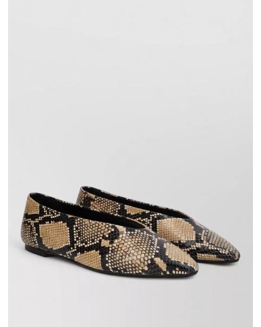 Aeyde Black Ballerina Flats Betty Snake Print Pointed Toe
