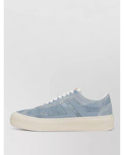 Lanvin Blue Leather Low-Top Sneakers