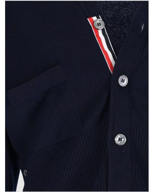 Thom Browne Blue Cashmere Crewneck Cardigan for men