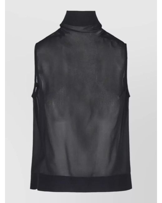 Rick Owens Black High Neck Sleeveless Sheer Top Design