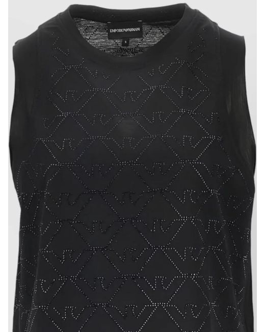 Emporio Armani Black Cotton Tank Round Neck Geometric Pattern