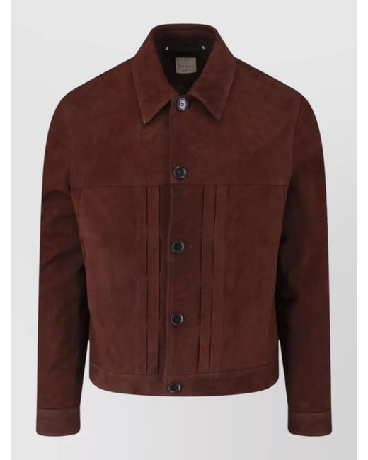 Paul Smith Brown Collared Coat Side Pockets Button Cuffs for men