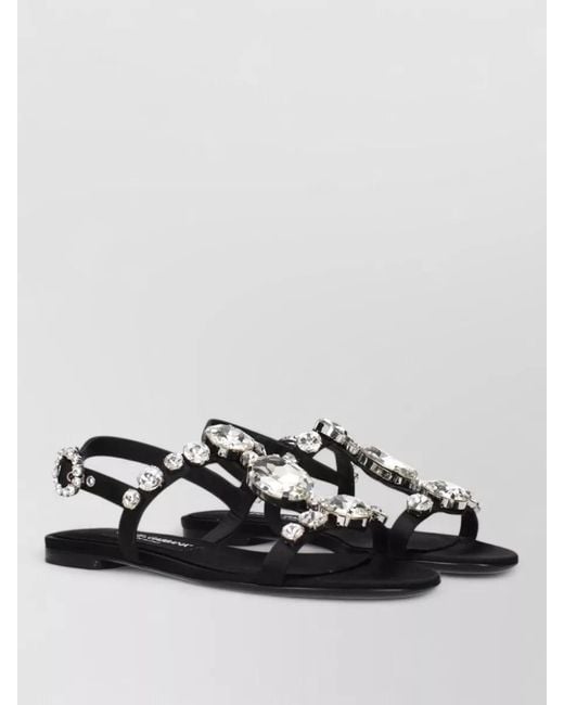 Dolce & Gabbana Black Satin Flat Sandals