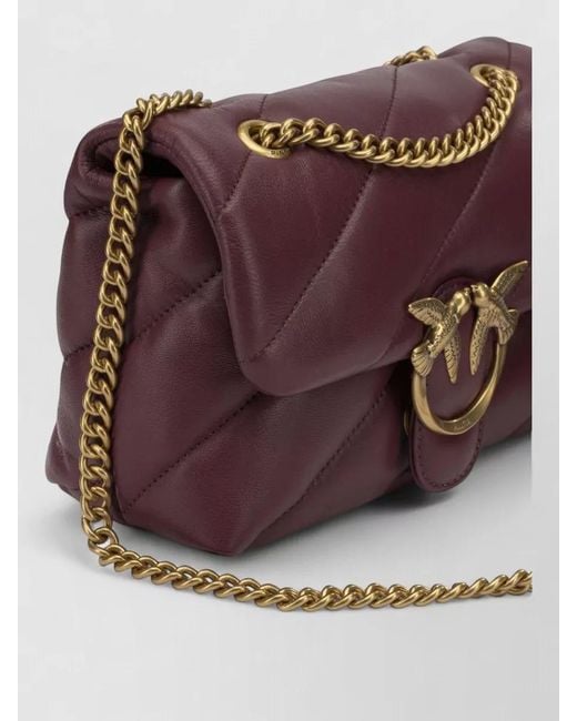 Pinko Brown Quilted Chain Strap Crossbody Clutch Bag