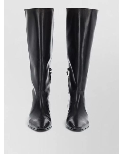 Stuart Weitzman Black Knee Length Block Heel Pointed Toe Boots