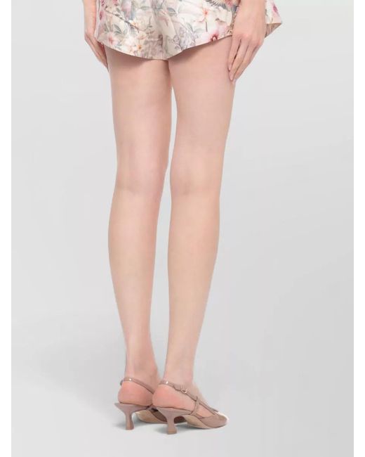 Zimmermann Natural Silk Blend Floral-Print Pleated Tailored Shorts