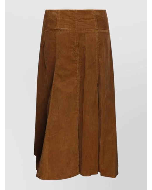 Ralph Lauren Brown High Waist Pleated A Line Skirt