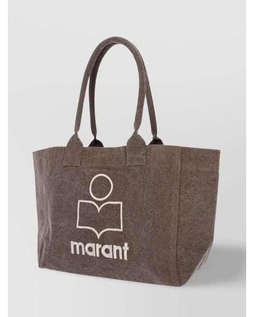 Isabel Marant Natural Yenky Cotton Logo Tote Bag