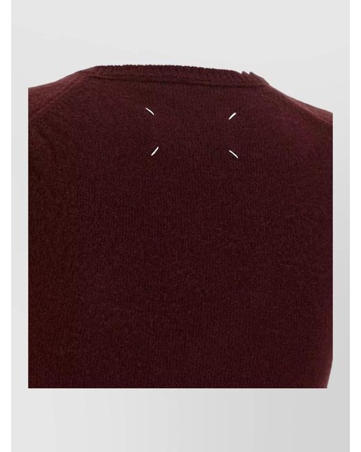 Maison Margiela Red Distressed Virgin Wool Sleeveless Jumper