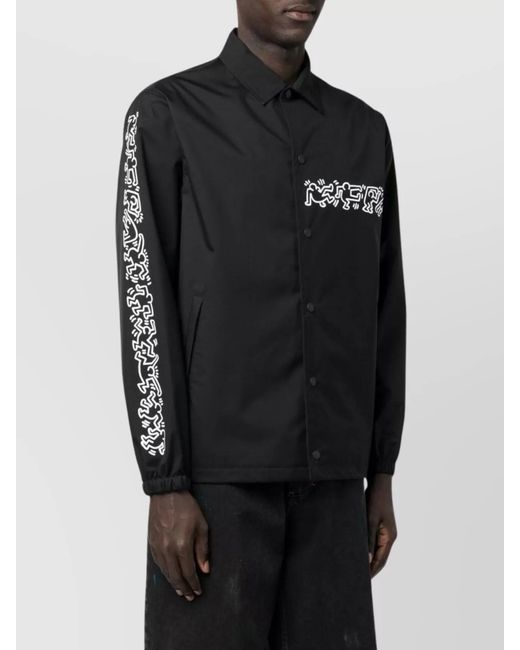 Junya Watanabe Black Nylon Graphic-Print Shirt Jacket for men