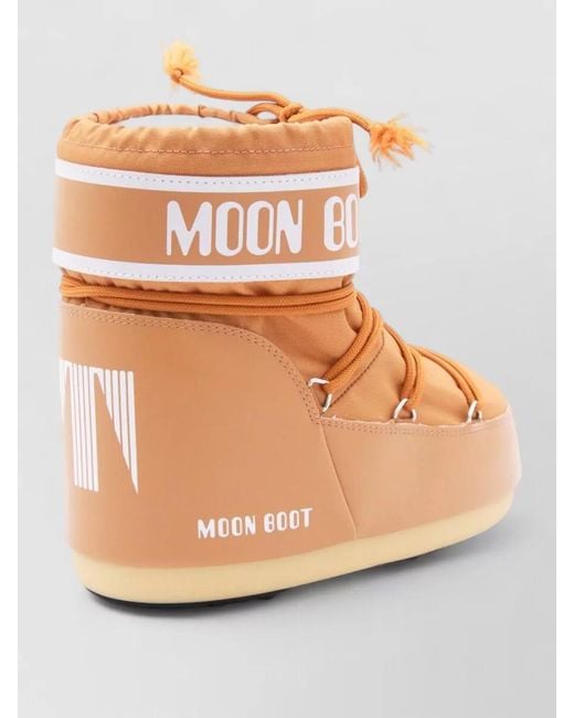Moon Boot Orange Boots Round Toe Rubber Sole Design