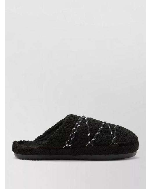 Moon Boot Black Shearling Slippers