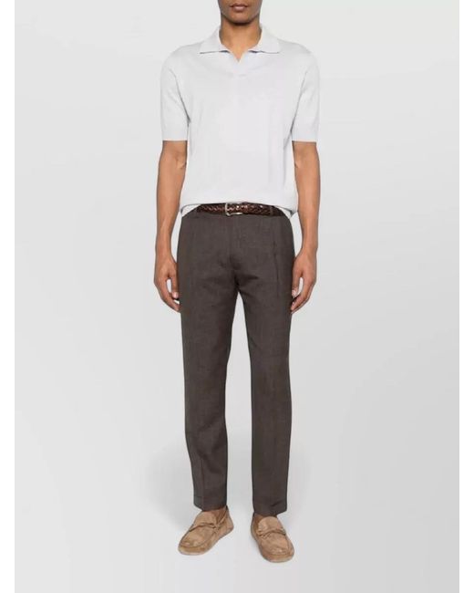 Lardini White Polo Knit Short Sleeves Ribbed Trim for men