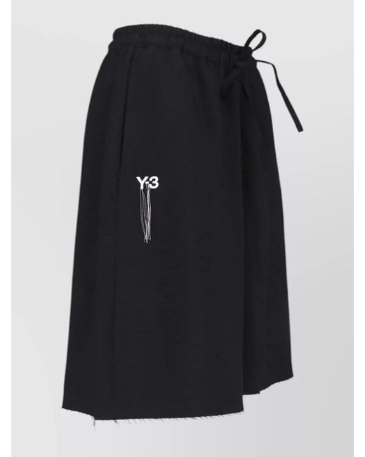 Y-3 Black Elastic Waist Shorts Side Stripe Design