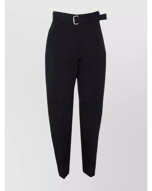 Bottega Veneta Blue Belted Tapered Wool Trousers