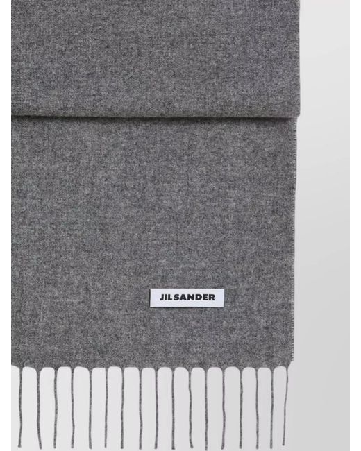 Jil Sander Gray Long Rectangular Scarf Fringe Detail Edges for men