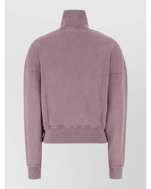 Isabel Marant Purple Cotton Blend Zip Neck Logo Sweatshirt