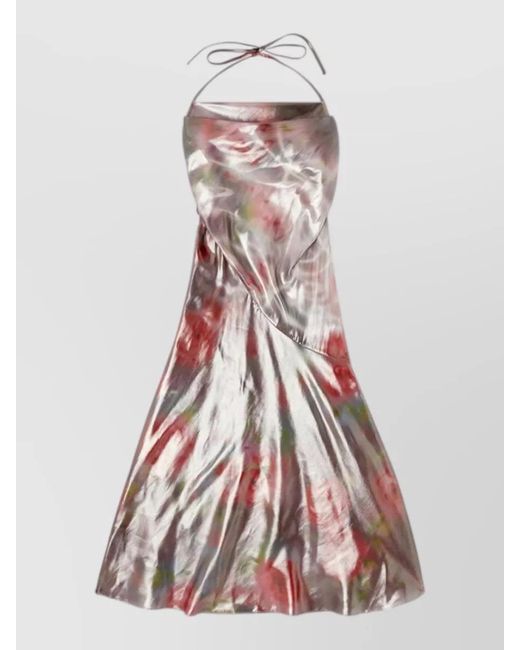 DIESEL White Draped Neckline Halter Neck Sleeveless Midi Dress