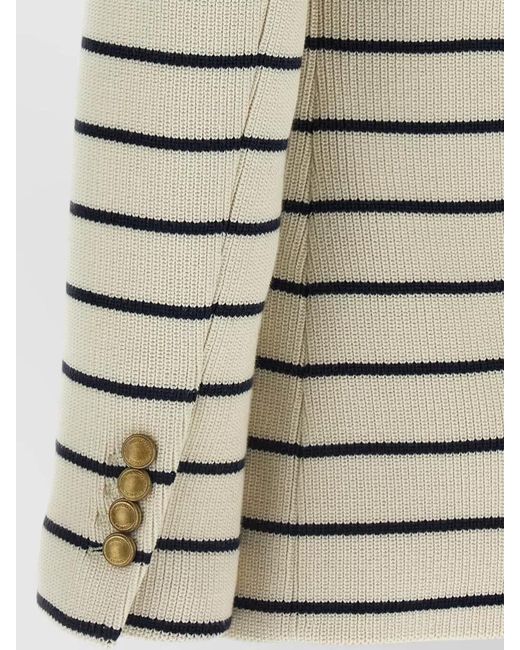 Brunello Cucinelli Gray Striped Blazer Sweater Jacket Buttons