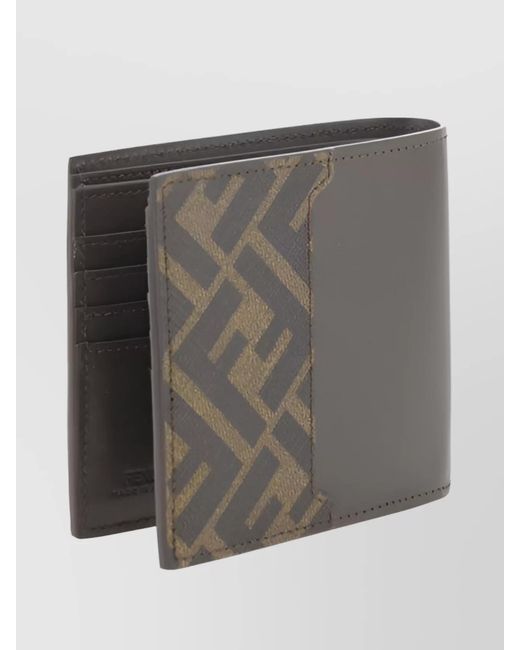 Fendi Gray Leather Bifold Wallet for men
