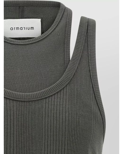 ARMARIUM Gray Filippa Sleeveless Round Neck Ribbed Top