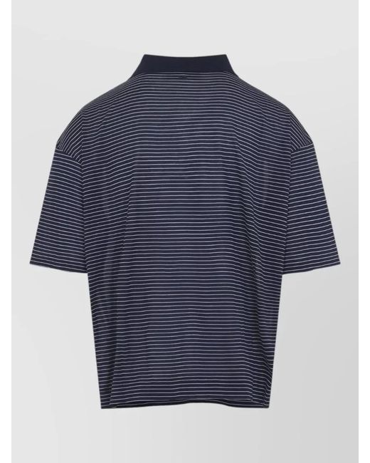 AMI Blue Striped Boxy Fit Cotton Polo Shirt for men