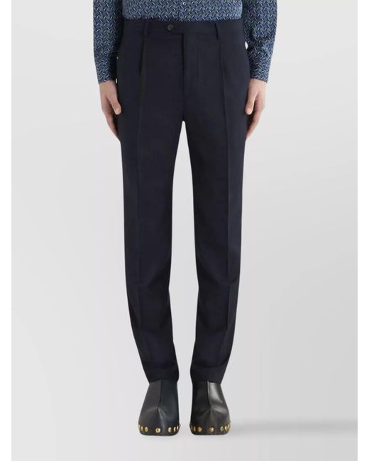 Etro Blue Wool Tailored Trousers for men