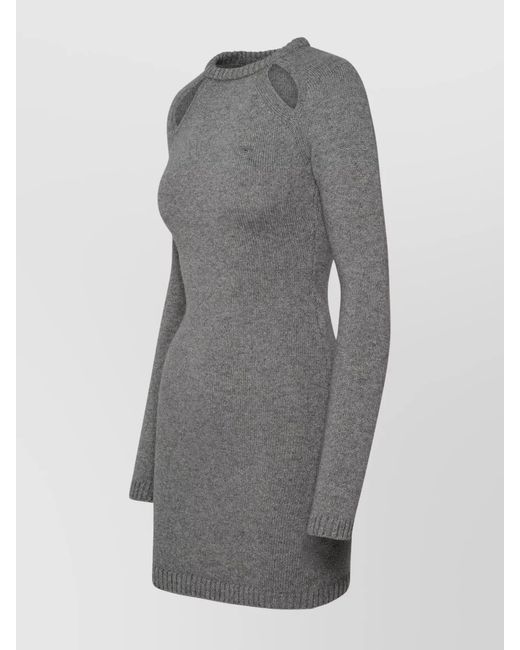 Chiara Ferragni Gray Cashmere-Blend Dress