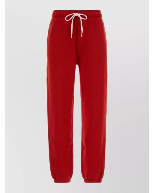 Polo Ralph Lauren Red Cotton Blend Joggers Cuffed Ankle Design