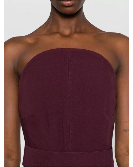 Solace London Red Citra Strapless Belted Floor Length Dress