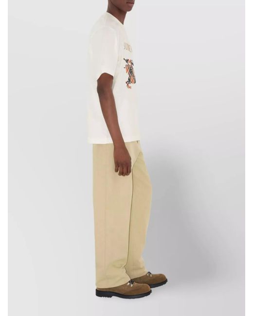 Burberry White Cotton Relaxed-Fit Logo-Embroidered T-Shirt for men
