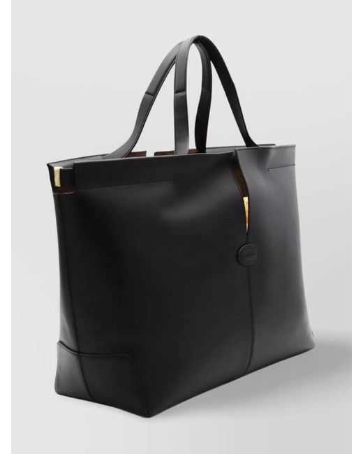 Tod's Black Di Bag Medium Leather Tote Bag