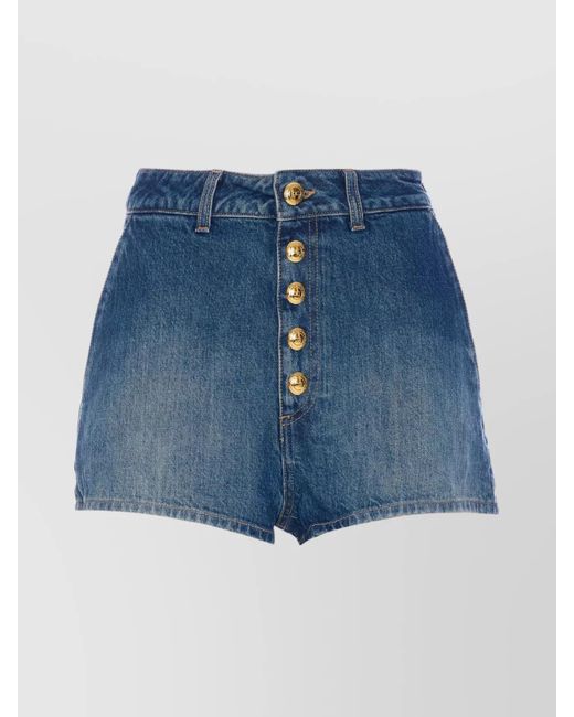 Elisabetta Franchi Blue High Waist Denim Shorts With Button Detailing