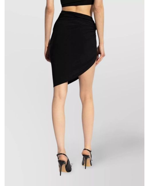 Jacquemus Black High-Rise Draped Asymmetric Mini Skirt