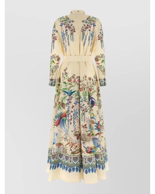 Etro White Printed Cotton Maxi Shirt Dress