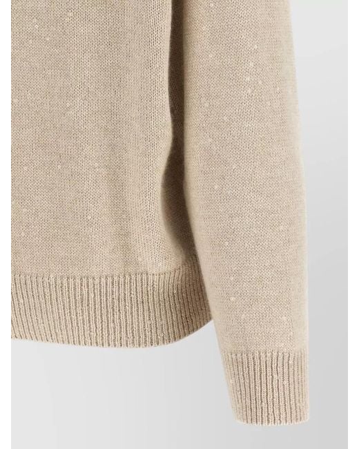 Brunello Cucinelli Natural Diamante Cashmere Silk Sequin Knit Sweater