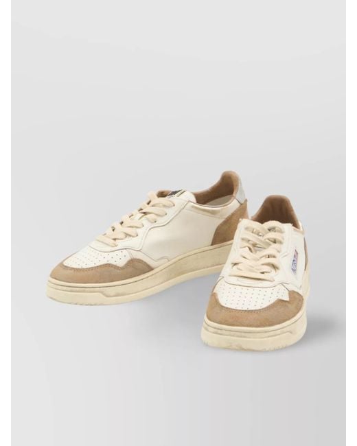 Autry Natural Vintage Distressed Leather Low-Top Sneakers