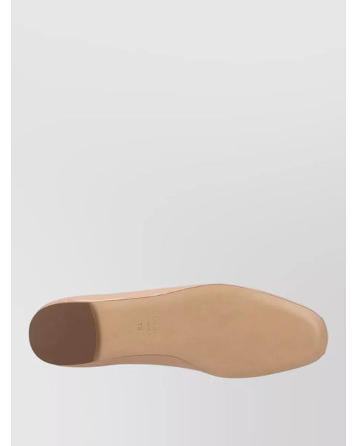Ferragamo Natural Loafers Patent Finish Tone Buckle