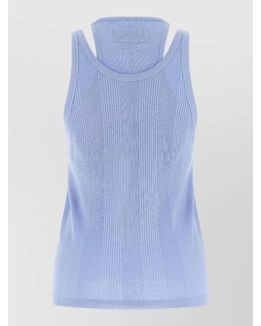ARMARIUM Blue Filippa Ribbed Round Neck Stretch Top