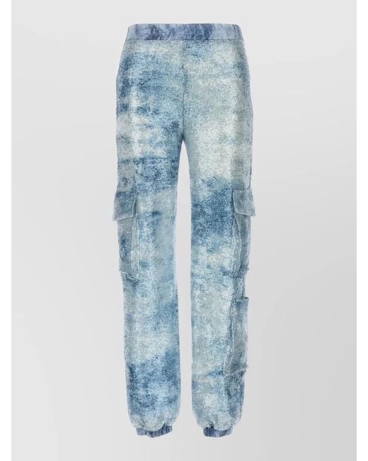 Le twins Blue Camouflage Sequin Cargo Track Pants