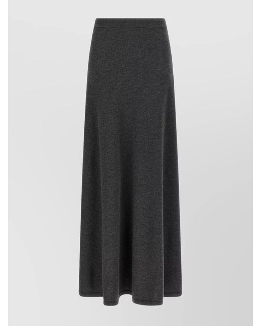 Balenciaga Black Wool Straight Maxi A-Line Skirt