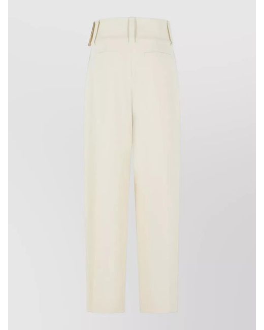 Sportmax Natural Oblo High Waist Wide Leg Trousers