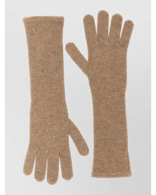 Max Mara Natural Mmjock Long Cashmere Yarn Gloves