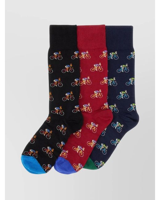 Paul Smith Blue 3-Pack Socks Bicycle Pattern for men