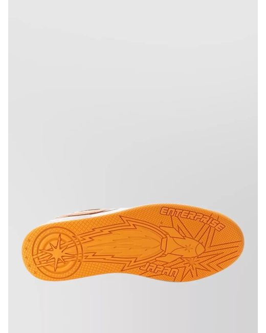 ENTERPRISE JAPAN Orange Rocket Sneaker Contrast Sole Embroidered Detail for men