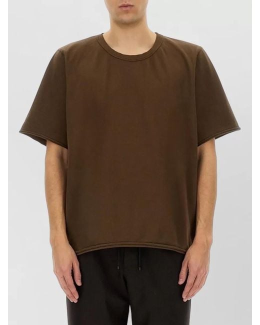 Uma Wang Brown Relaxed Fit Cotton T Shirt Round Neck for men