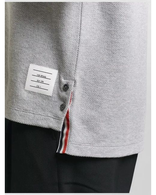 Thom Browne Gray Short Sleeve Pique Knit T-Shirt Stripe Detail for men