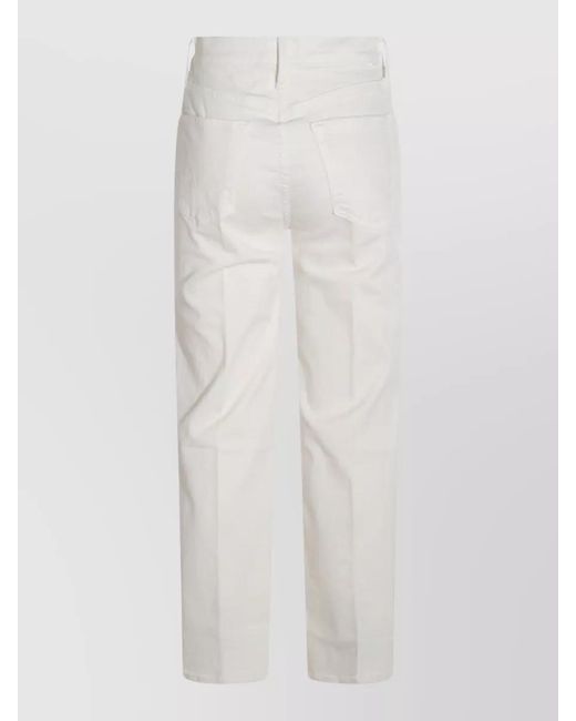 Mother White Straight Leg Trousers Belt Loops Pockets